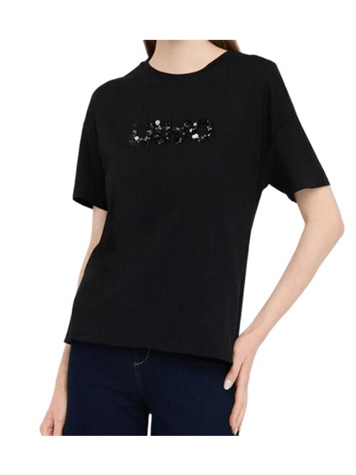 T-shirt da donna , maniche corte con logo, colore nero LIU JO | MF5347-JS923W9415